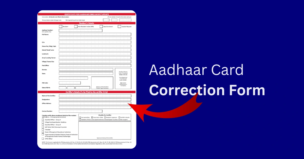 Aadhaar Update and Correction Form